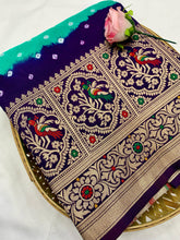 Delightful Jari Work Rama With Purple Color Saree